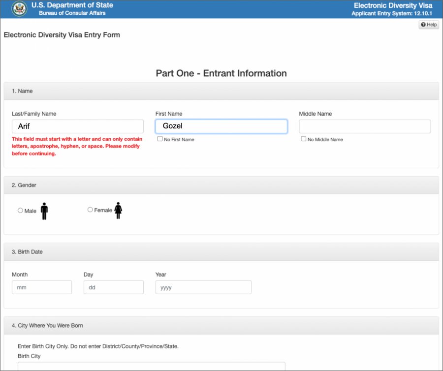 Çekiliş Başvuru Formunun İlk Aşaması